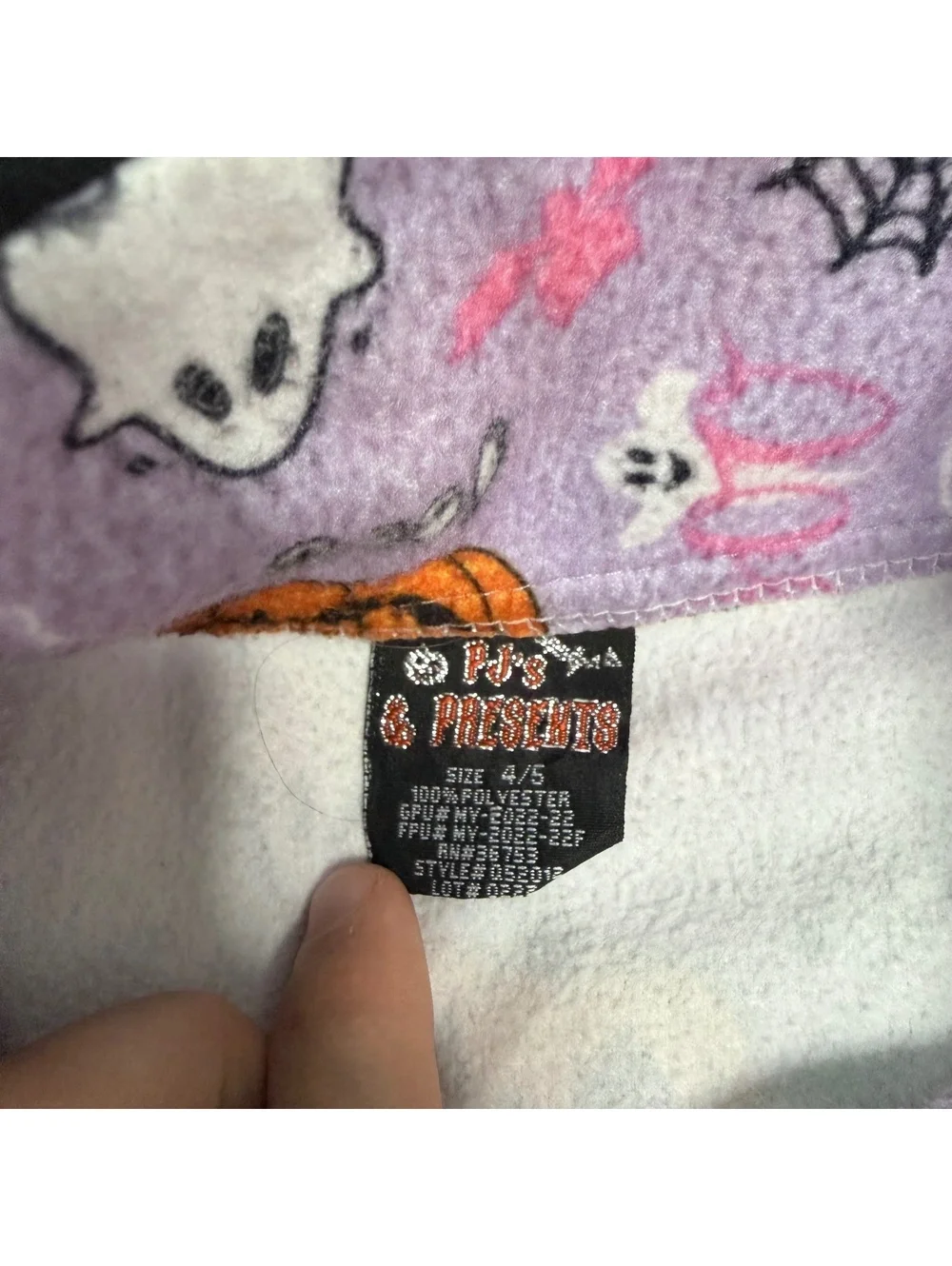 vintage y2k 2000s halloween 2 piece pajama set pumpkins ghost size 4/5 lavender